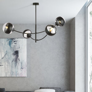 Plafoniera Contemporaneo Oceano Acciaio Nero 4 Luci E14 Ip20