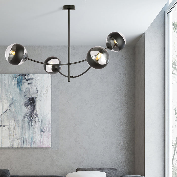 Plafoniera Contemporaneo Oceano Acciaio Nero 4 Luci E14 Ip20