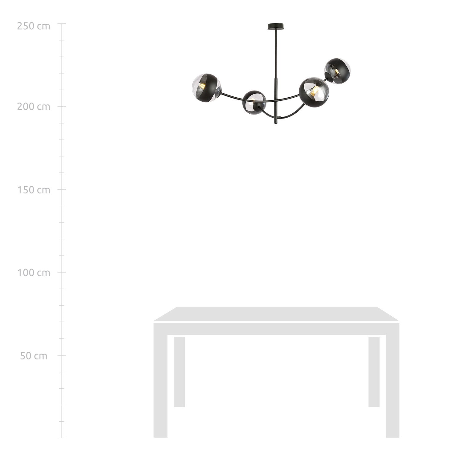 Plafoniera Contemporaneo Oceano Acciaio Nero 4 Luci E14 Ip20