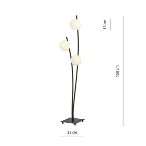 Piantana Contemporaneo Oceano Acciaio Nero 3 Luci E14 Ip20