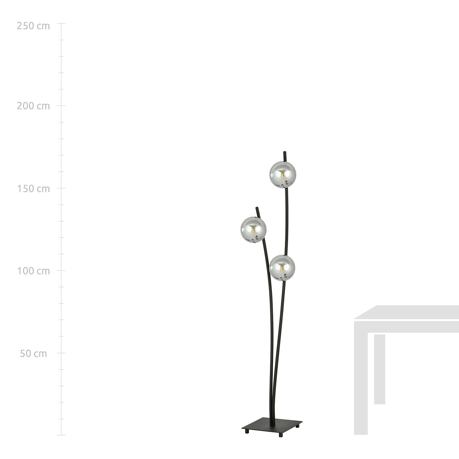 Piantana Contemporaneo Oceano Acciaio Nero Grigio 3 Luci E14 Ip20