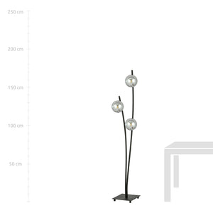 Piantana Contemporaneo Oceano Acciaio Nero Grigio 3 Luci E14 Ip20