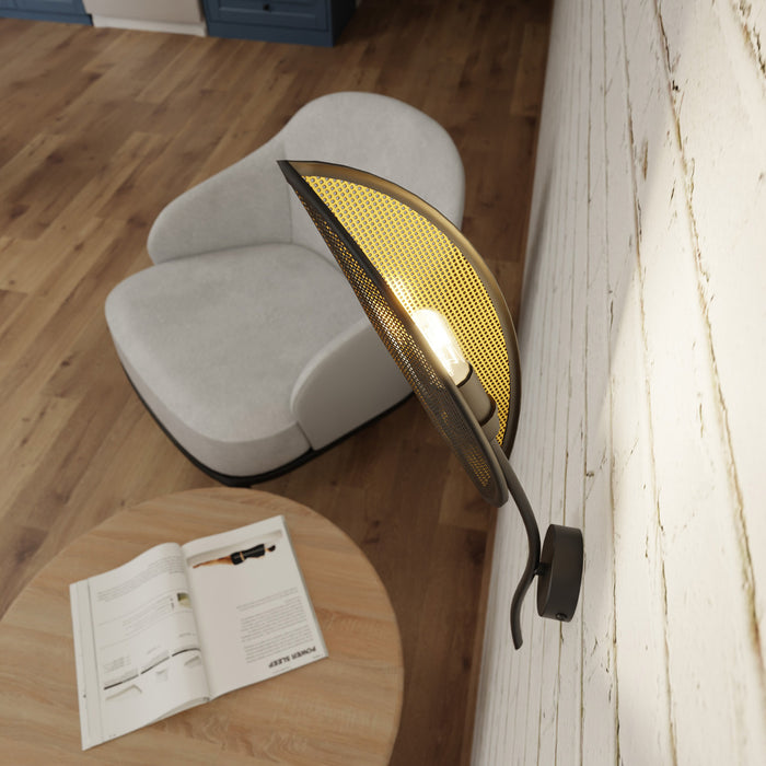 Applique Nordica 1 Luce Ares In Acciaio Nero Oro