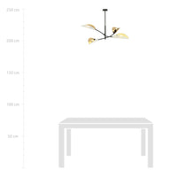 Sospensione Nordica 4 Luci Ares In Acciaio Nero Bianco E Oro Bracci Regolabili