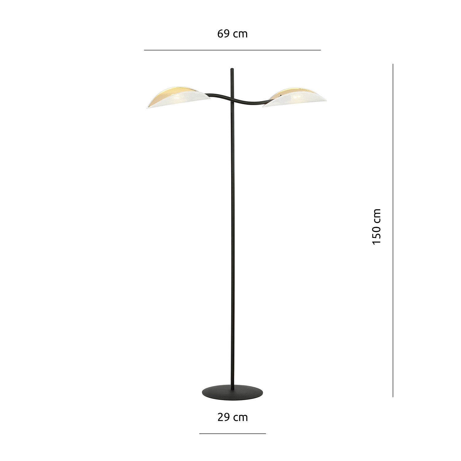 Piantana Contemporaneo Ares Acciaio Nero 2 Luci E14 Ip20