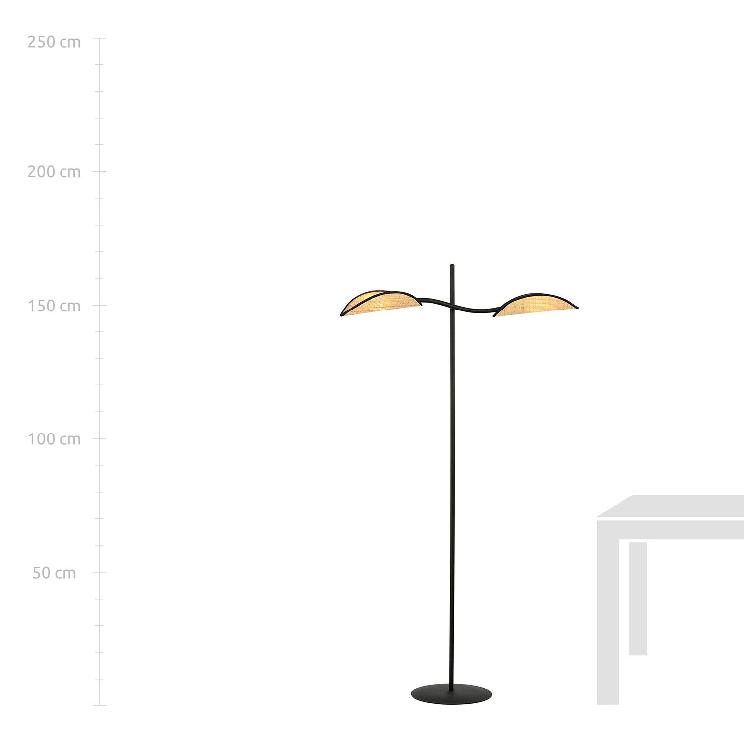 Piantana Contemporaneo Ares Acciaio Nero Marrone 2 Luci E14 Ip20