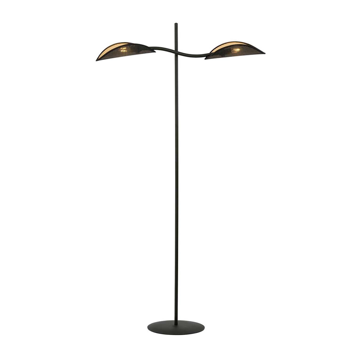 Piantana Contemporaneo Ares Acciaio Nero Oro 2 Luci E14 Ip20