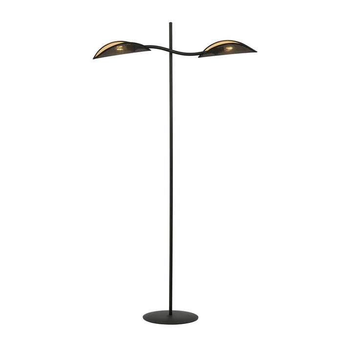 Piantana Contemporaneo Ares Acciaio Nero Oro 2 Luci E14 Ip20