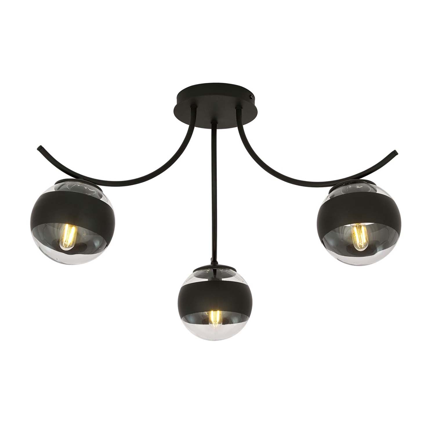 Plafoniera Moderna Coeo Acciaio Nero 3 Luci E14 Ip20