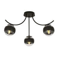 Plafoniera Moderna Coeo Acciaio Nero 3 Luci E14 Ip20