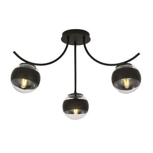 Plafoniera Moderna Coeo Acciaio Nero 3 Luci E14 Ip20