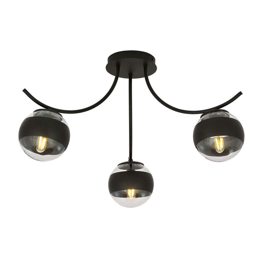 Plafoniera Moderna Coeo Acciaio Nero 3 Luci E14 Ip20