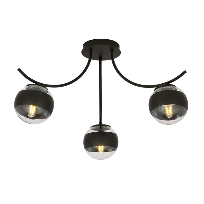 Plafoniera Moderna Coeo Acciaio Nero 3 Luci E14 Ip20
