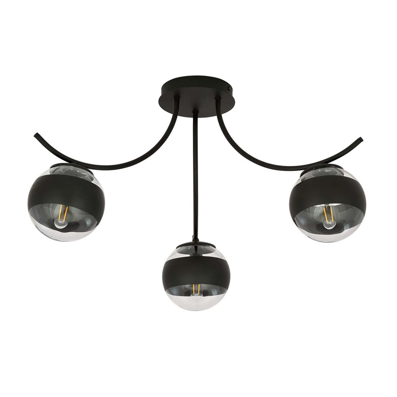 Plafoniera Moderna Coeo Acciaio Nero 3 Luci E14 Ip20
