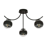 Plafoniera Moderna Coeo Acciaio Nero 3 Luci E14 Ip20