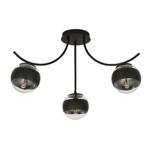 Plafoniera Moderna Coeo Acciaio Nero 3 Luci E14 Ip20