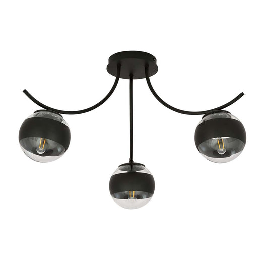 Plafoniera Moderna Coeo Acciaio Nero 3 Luci E14 Ip20