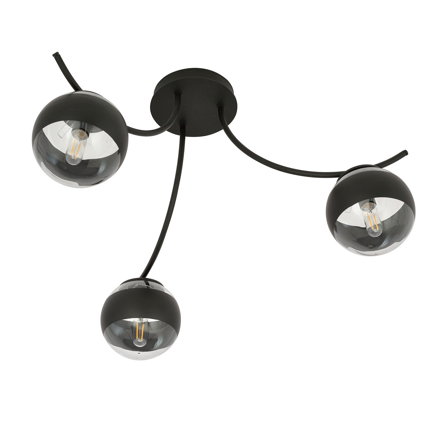 Plafoniera Moderna Coeo Acciaio Nero 3 Luci E14 Ip20
