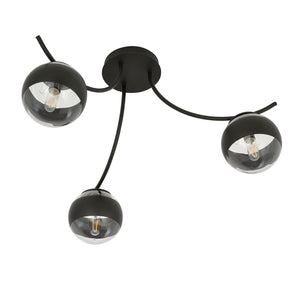 Plafoniera Moderna Coeo Acciaio Nero 3 Luci E14 Ip20