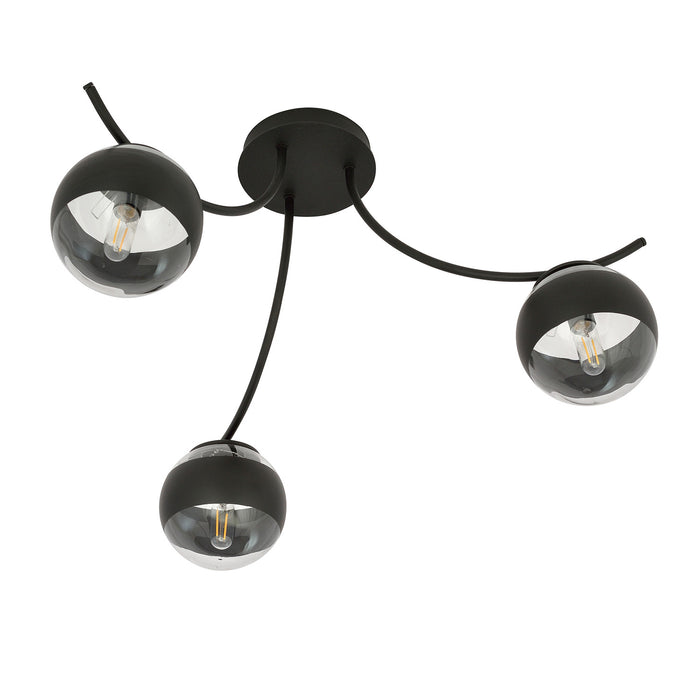 Plafoniera Moderna Coeo Acciaio Nero 3 Luci E14 Ip20