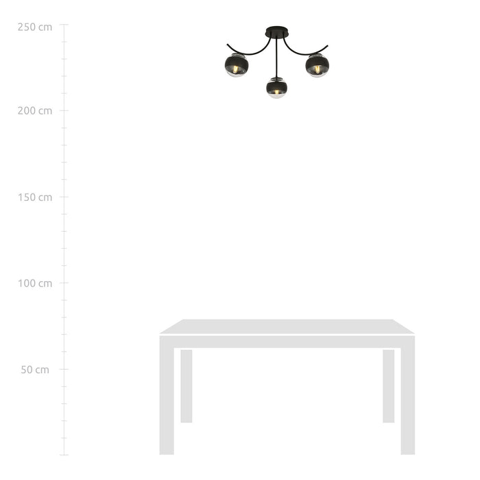 Plafoniera Moderna Coeo Acciaio Nero 3 Luci E14 Ip20