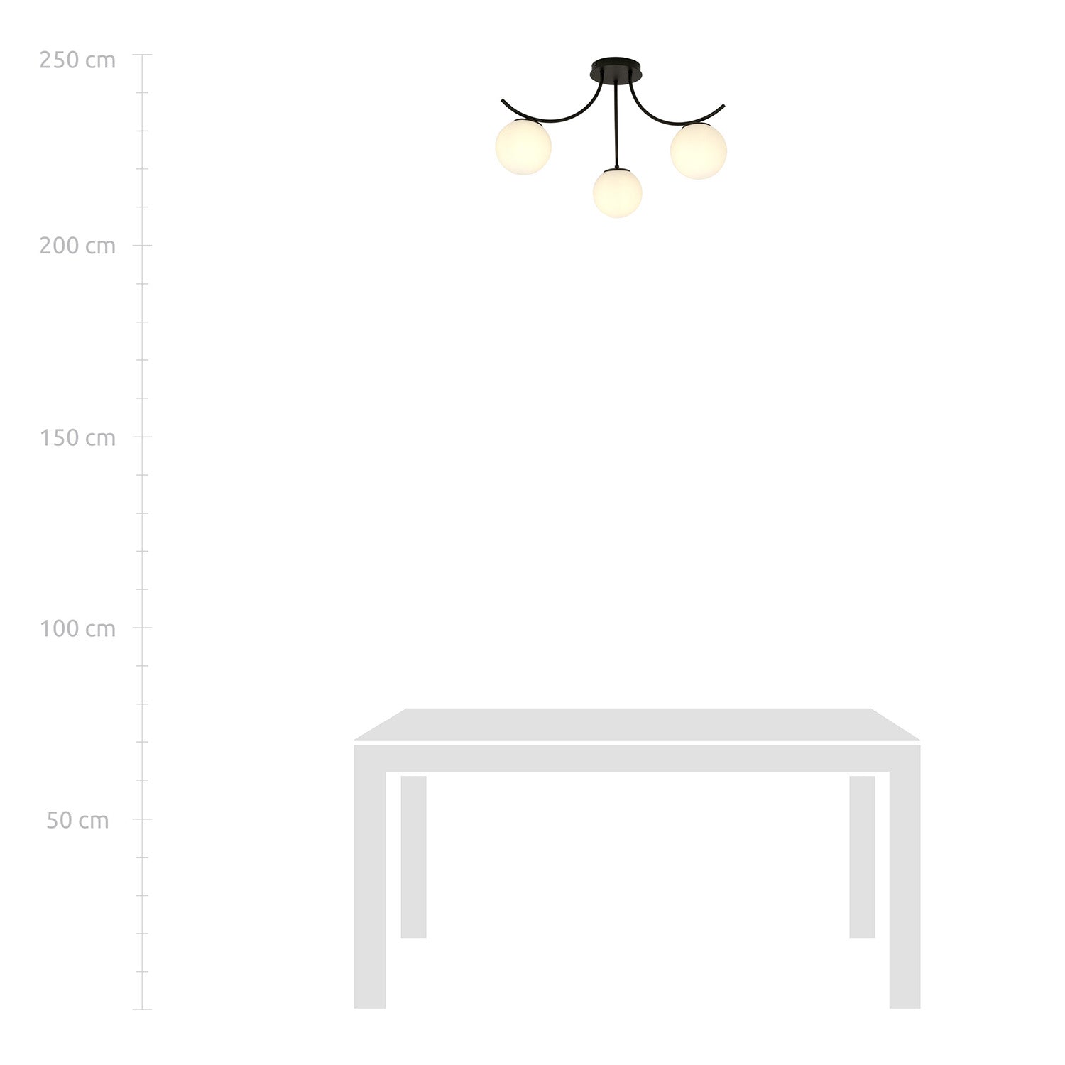 Plafoniera Moderna 3 Luci Coeo In Acciaio Nero E Diffusori In Vetro Opale