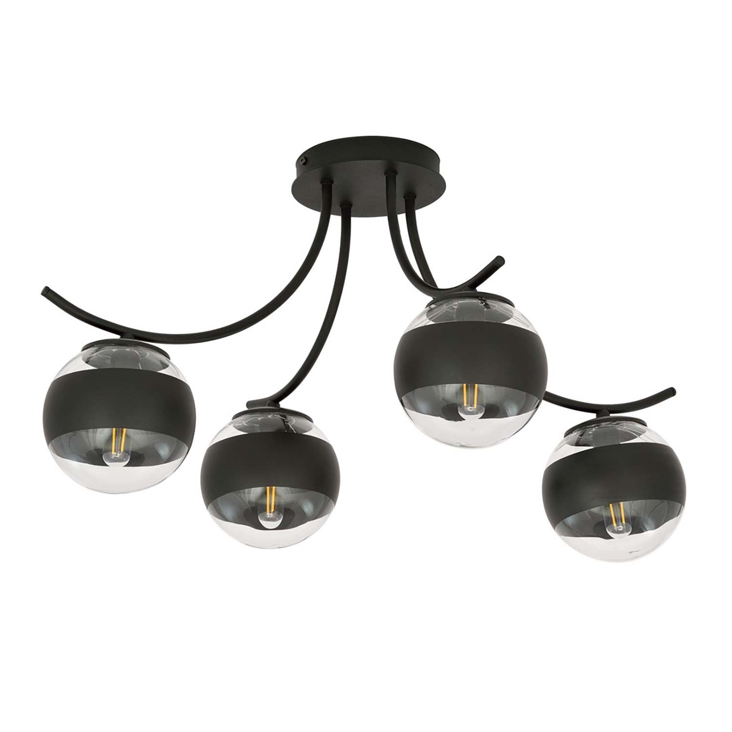Plafoniera Moderna Coeo Acciaio Nero 4 Luci E14 Ip20