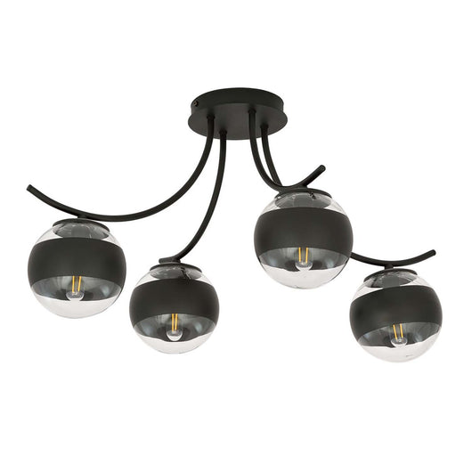 Plafoniera Moderna Coeo Acciaio Nero 4 Luci E14 Ip20