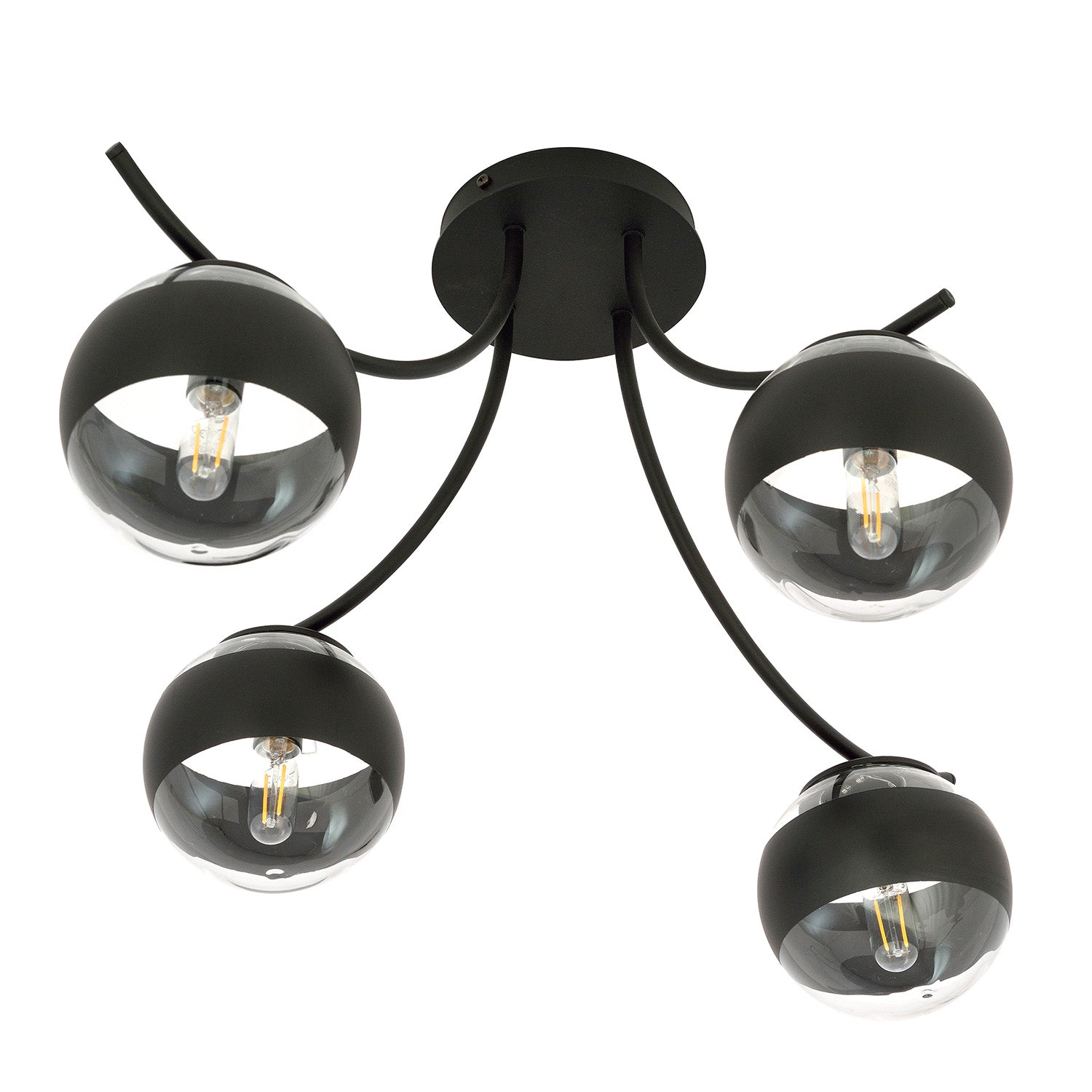 Plafoniera Moderna Coeo Acciaio Nero 4 Luci E14 Ip20