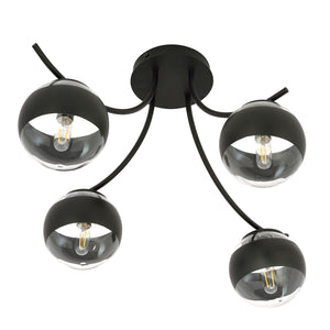 Plafoniera Moderna Coeo Acciaio Nero 4 Luci E14 Ip20