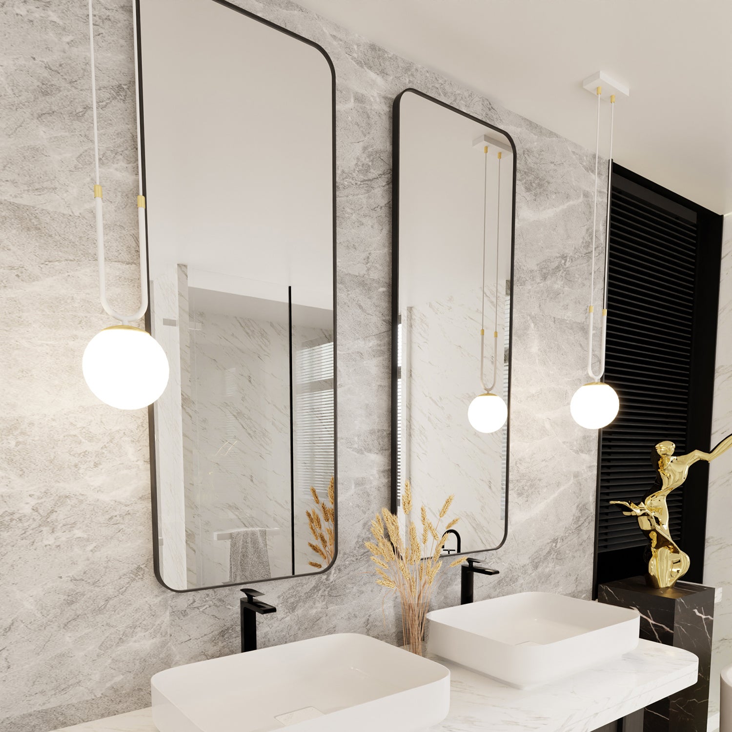 Sospensione Contemporanea 1 Luce Crio Acciaio Bianco Oro E Sfera Vetro Opalino