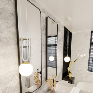 Sospensione Contemporanea 1 Luce Crio Acciaio Bianco Oro E Sfera Vetro Opalino