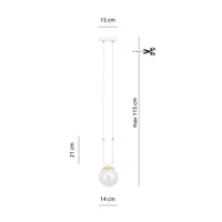 Sospensione 1 Luce Crio In Acciaio Bianco Oro E Sfera In Vetro Trasparente