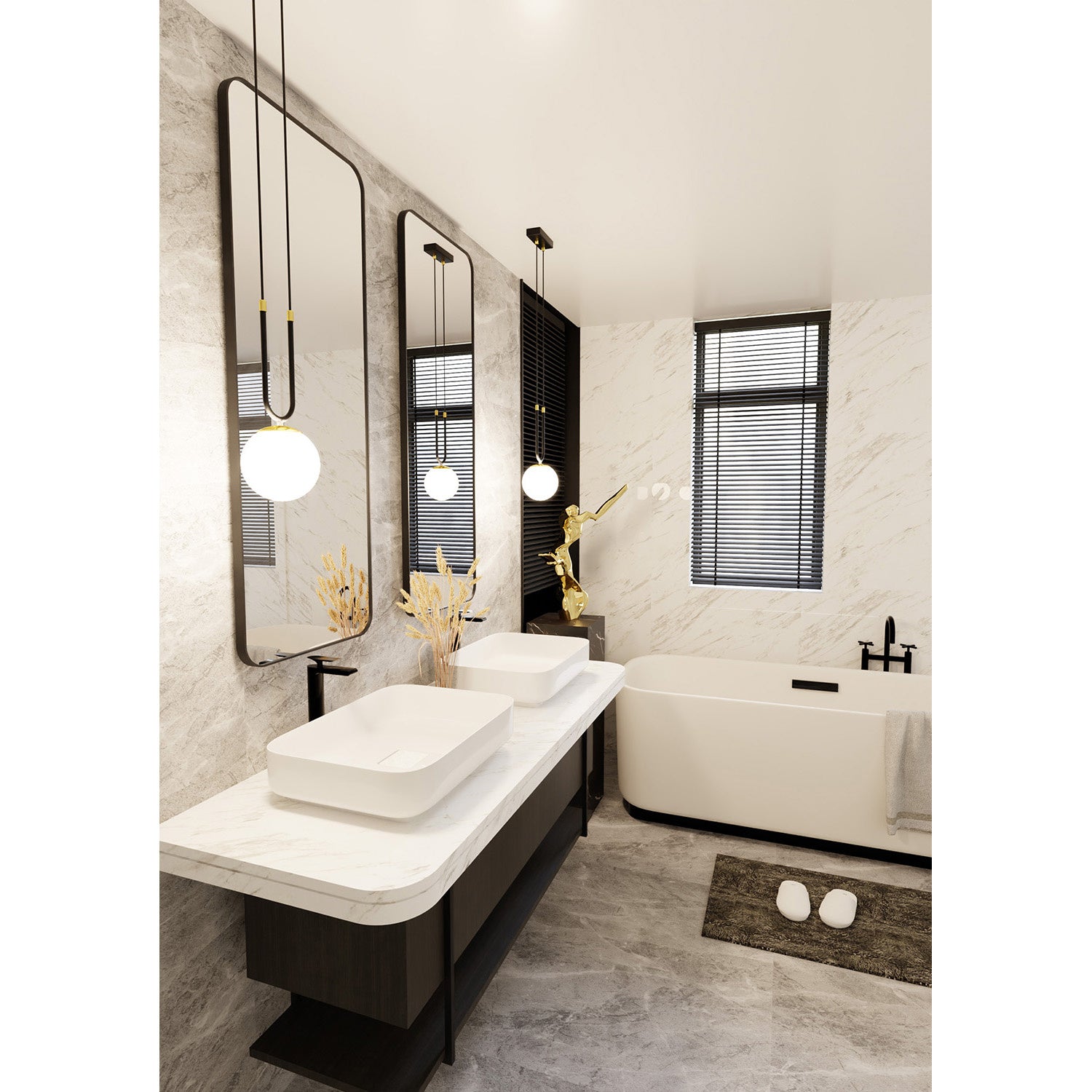 Sospensione Contemporanea 1 Luce Crio In Acciaio Nero Oro E Sfera Vetro Opalino