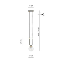 Sospensione Contemporanea 1 Luce Crio Acciaio Nero Oro E Sfera Vetro Trasparente