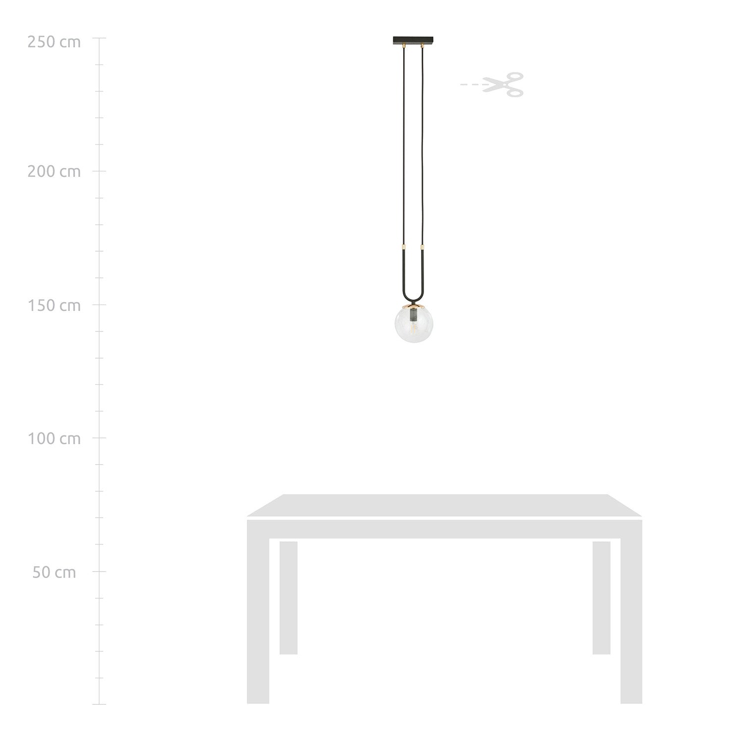 Sospensione Contemporanea 1 Luce Crio Acciaio Nero Oro E Sfera Vetro Trasparente