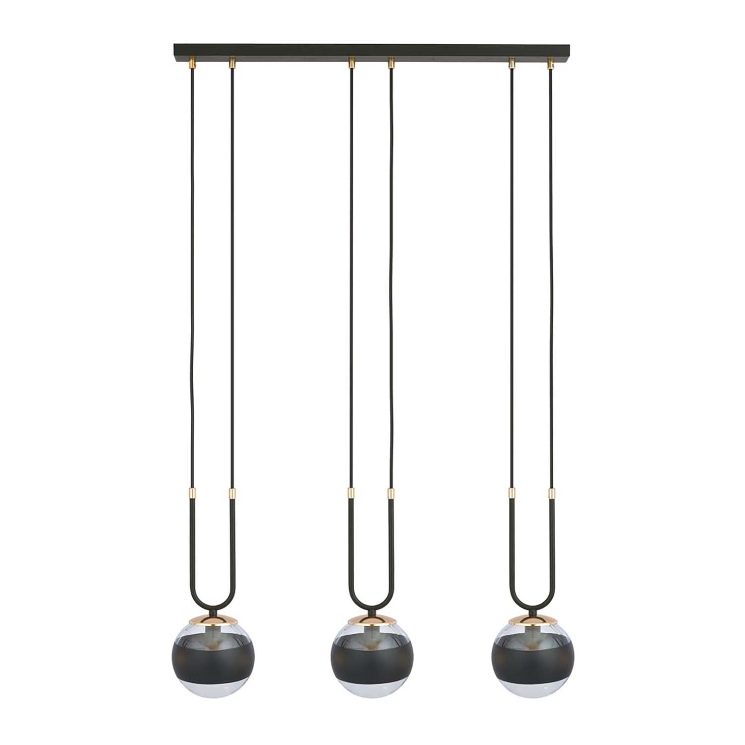 Lampadario Moderno Crio Acciaio Nero 3 Luci E14 Ip20