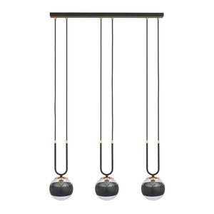 Lampadario Moderno Crio Acciaio Nero 3 Luci E14 Ip20