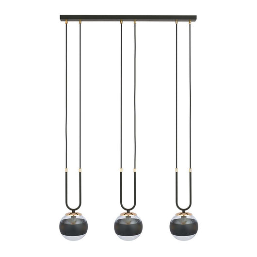 Lampadario Moderno Crio Acciaio Nero 3 Luci E14 Ip20