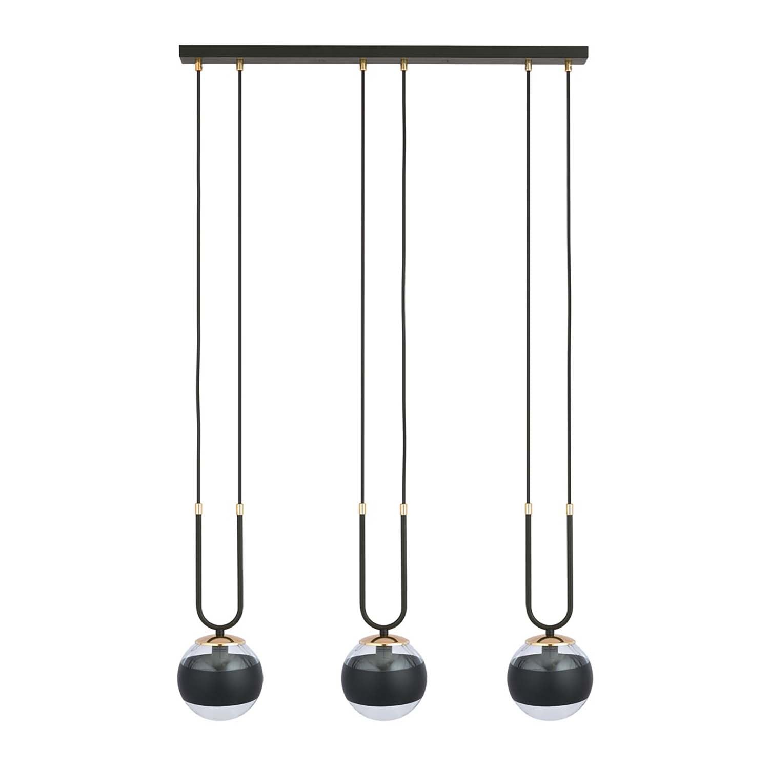 Lampadario Moderno Crio Acciaio Nero 3 Luci E14 Ip20