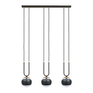 Lampadario Moderno Crio Acciaio Nero 3 Luci E14 Ip20