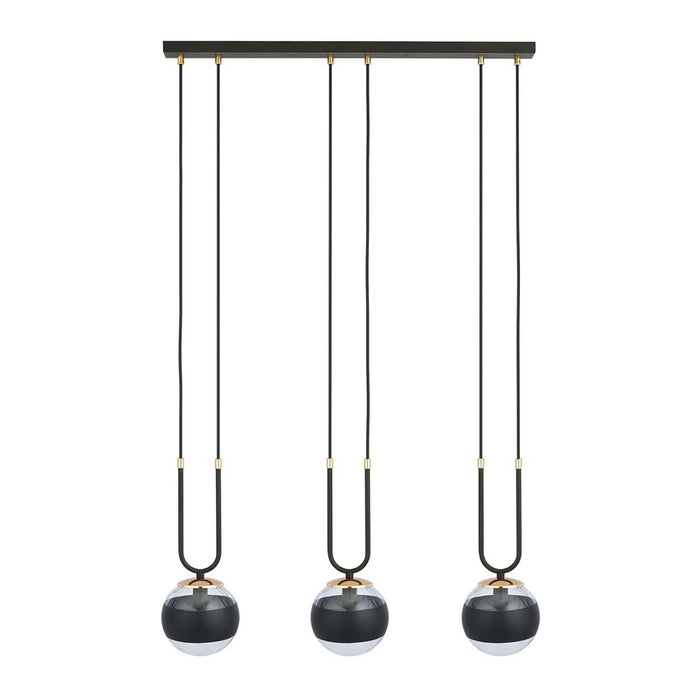 Lampadario Moderno Crio Acciaio Nero 3 Luci E14 Ip20