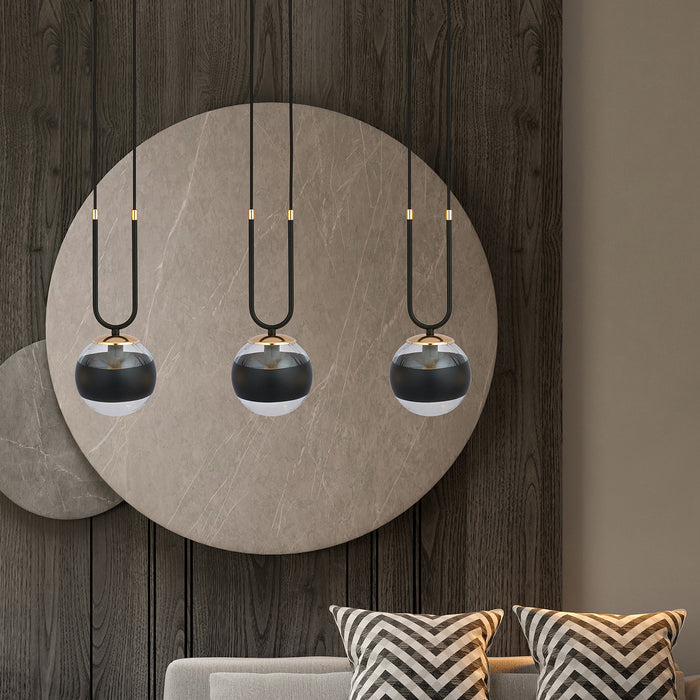 Lampadario Moderno Crio Acciaio Nero 3 Luci E14 Ip20