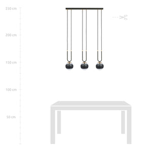 Lampadario Moderno Crio Acciaio Nero 3 Luci E14 Ip20