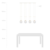 Sospensione 4 Luci Crio In Acciaio Bianco Oro E Sfera In Vetro Trasparente