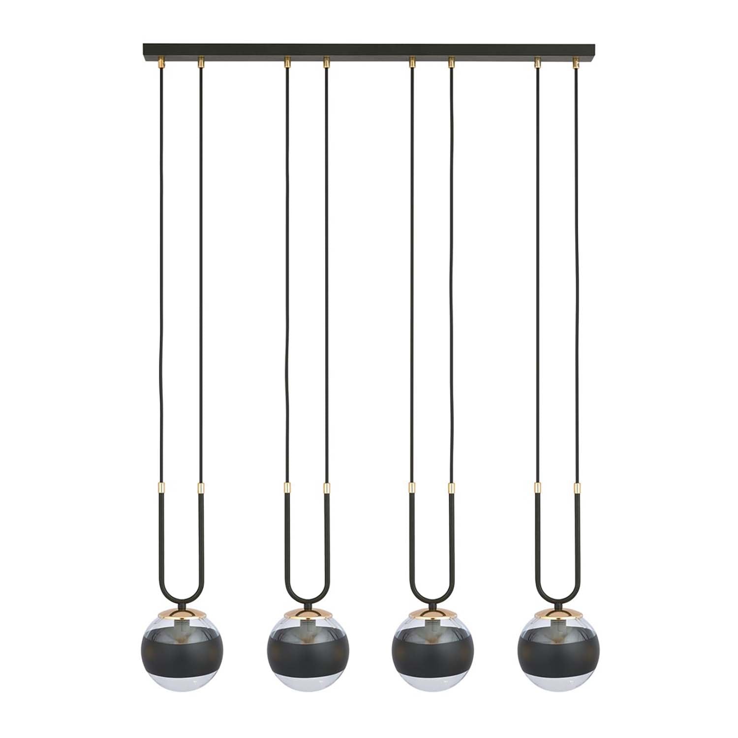 Lampadario Moderno Crio Acciaio Nero 4 Luci E14 Ip20