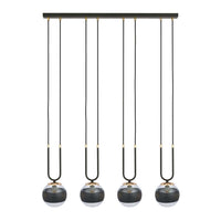 Lampadario Moderno Crio Acciaio Nero 4 Luci E14 Ip20