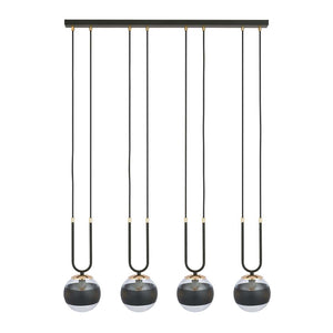 Lampadario Moderno Crio Acciaio Nero 4 Luci E14 Ip20