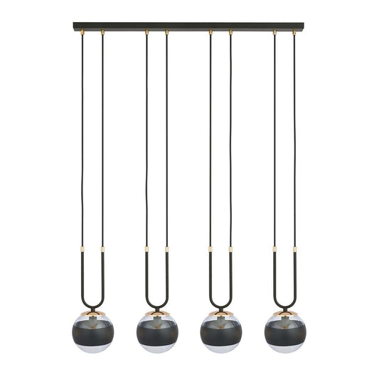 Lampadario Moderno Crio Acciaio Nero 4 Luci E14 Ip20