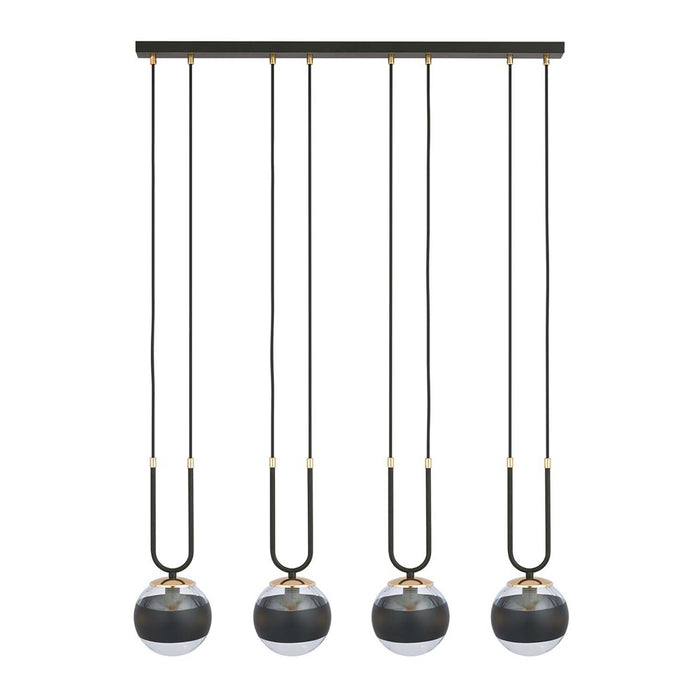 Lampadario Moderno Crio Acciaio Nero 4 Luci E14 Ip20